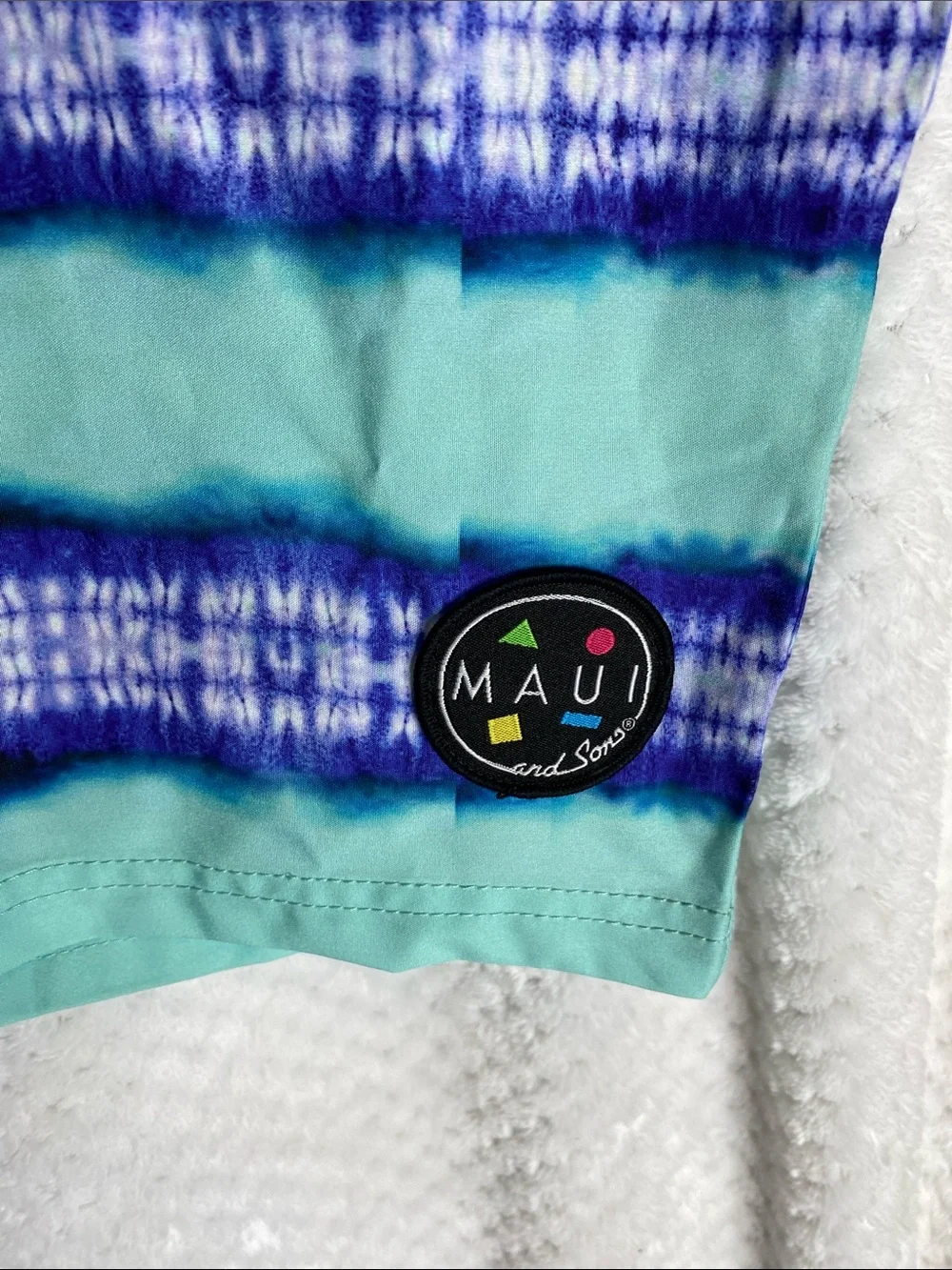 Maui and Sons Aqua & Indigo Tie-Dye Hybrid Board Shorts